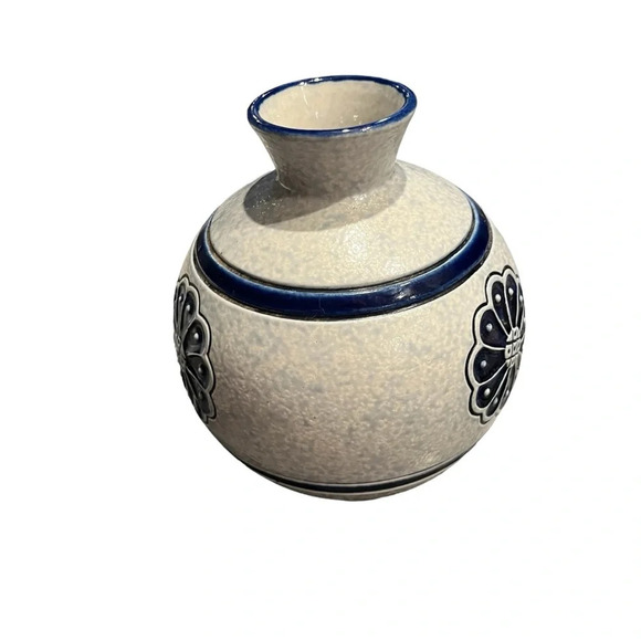 Gebruder Plein Blue Floral Pottery Vase Germany Modernist - Picture 6 of 8